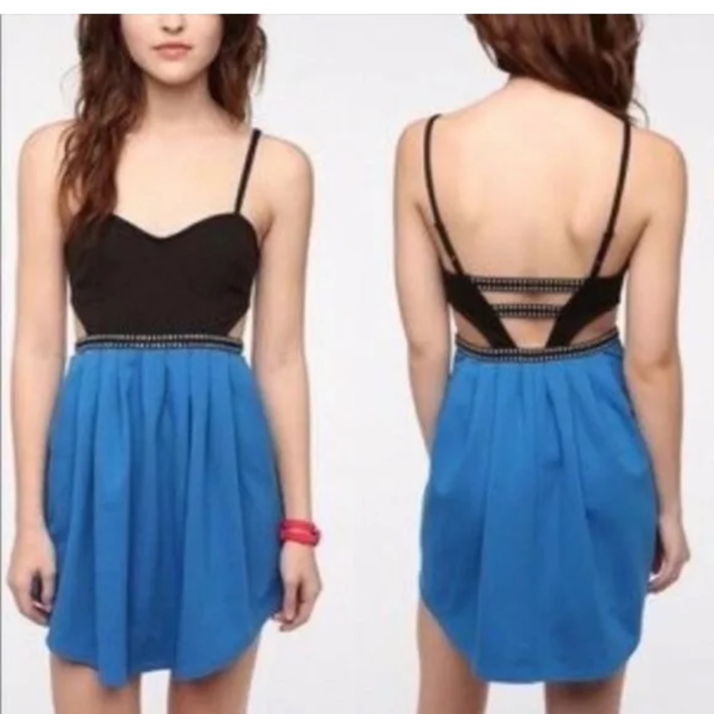 Urban Outfitters Black and Blue Cutout Dress Medium